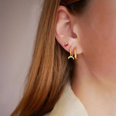 Enamel Copenhagen Stud Ørering Cherry Red Guld Shop Online Hos Blossom